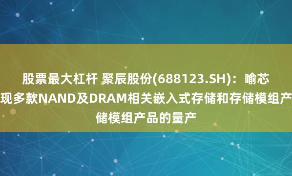 股票最大杠杆 聚辰股份(688123.SH)：喻芯目前已实现多款NAND及DRAM相关嵌入式存储和存储模组产品的量产