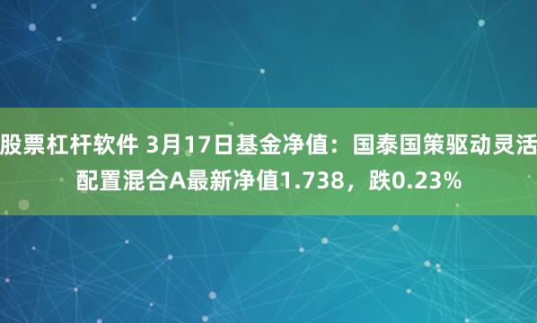 股票杠杆软件 3月17日基金净值：国泰国策驱动灵活配置混合A最新净值1.738，跌0.23%