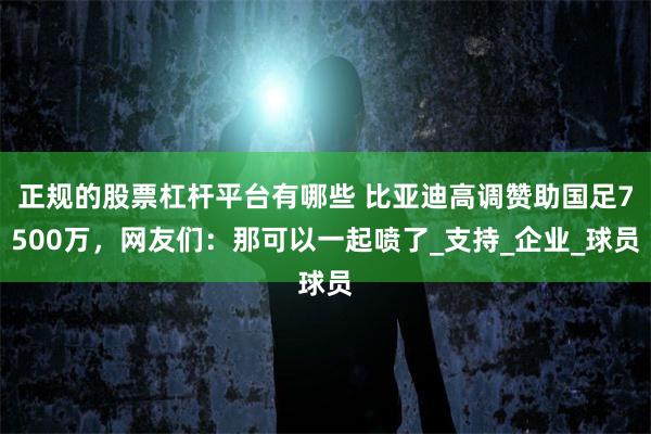 正规的股票杠杆平台有哪些 比亚迪高调赞助国足7500万，网友们：那可以一起喷了_支持_企业_球员